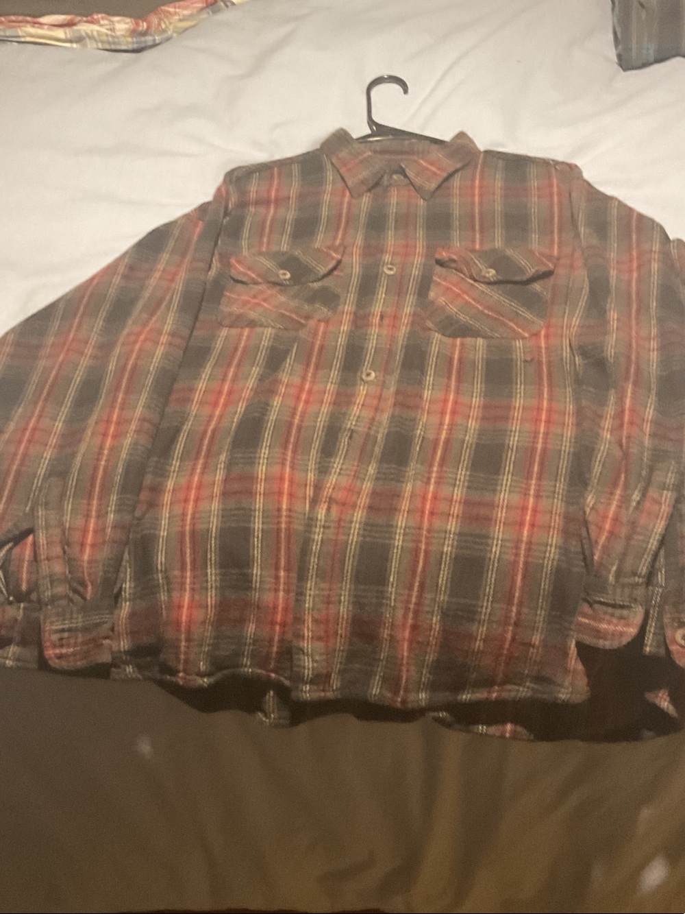 Men's Plaid Casual Button-Down Shirt - Brown & Red